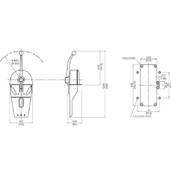 SINGLE LEVER THROTTLE/SHIFT EQUIV.MORSE MT3 DBlue Marine
